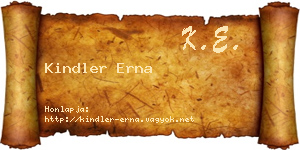 Kindler Erna névjegykártya